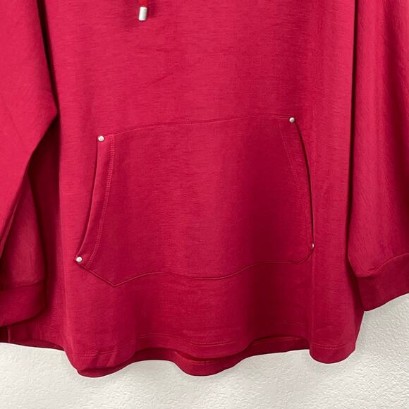 Magaschoni Woman Maroon Plum Hooded Sweatshirt Modal Kangaroo Pocket NWT 3X - Picture 6 of 11